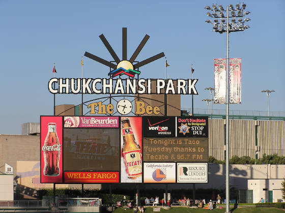 The video board in Left - Chuckchansi Park, Fresno